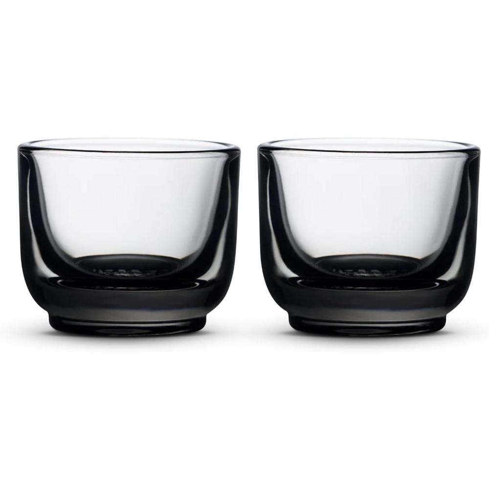 imageFellow Pirch Espresso Glasses 35 oz Artisanal Cups Set of 2 Dishwasher Safe Coffee Glasses for Espresso Shots ampamp Latte Art  GarnetSmoke