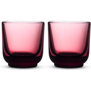 Fellow Pirch Cappuccino Glasses 6.5 oz Artisanal Cups, Set of 2, Dishwasher Safe Coffee Glasses for Milk & Espresso Drinks – Amber(Garnet)