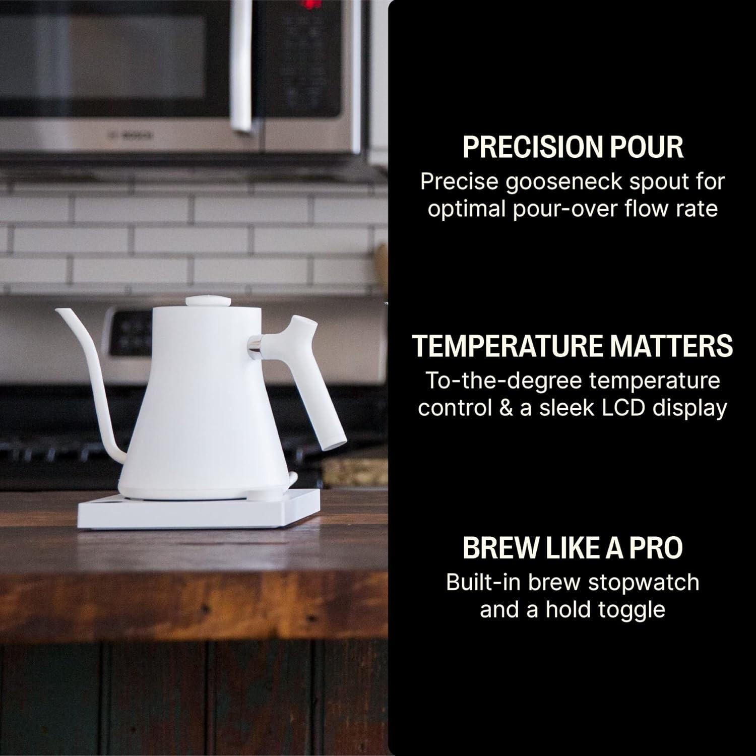 imageFellow Stagg EKG Electric Gooseneck Kettle for PourOver Coffee and Tea Stainless Steel Water Boiler ampamp Ode Brew Grinder Electric Burr Coffee Grinder Bundle