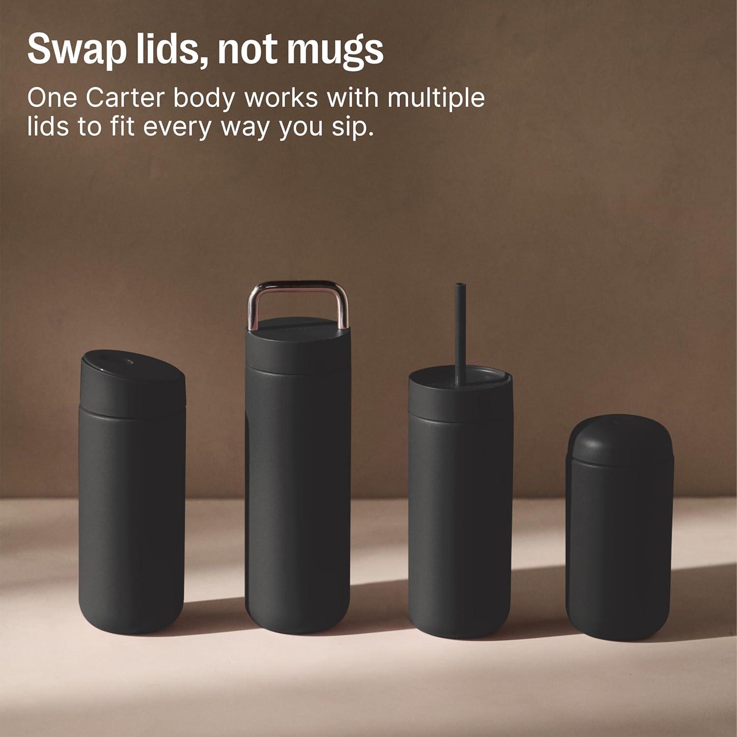 image:imageFellow 16 oz Carter Slide Travel Mug OneHanded Slide Lid Vacuum Insulated Stainless Steel Tumbler with Ceramic Interior for Hot and Cold Drinks LeakProof and Dishwasher Safe Matte WhiteMatte Black