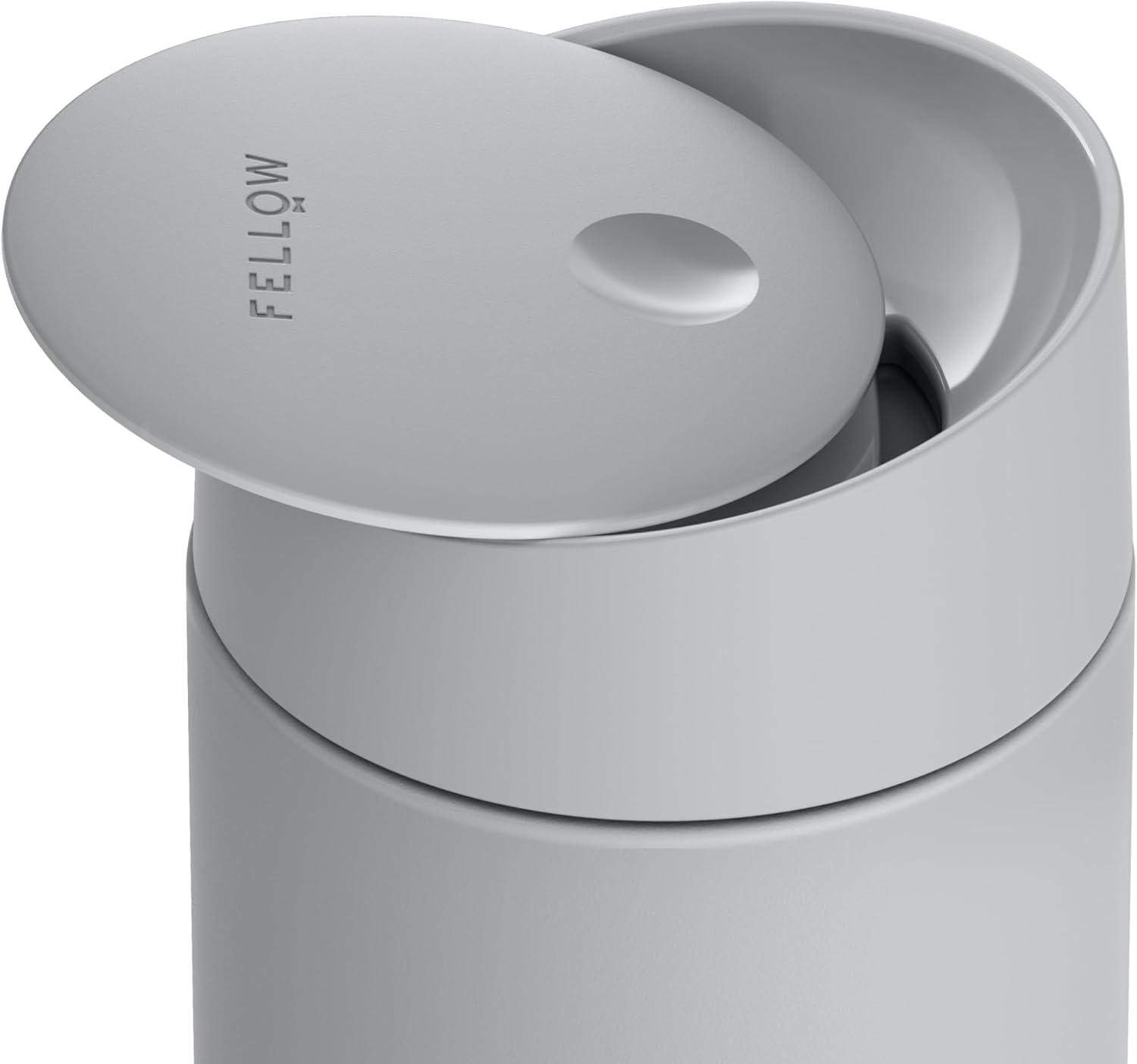 image:imageFellow 16 oz Carter Slide Travel Mug OneHanded Slide Lid Vacuum Insulated Stainless Steel Tumbler with Ceramic Interior for Hot and Cold Drinks LeakProof and Dishwasher Safe Matte WhiteMatte Grey