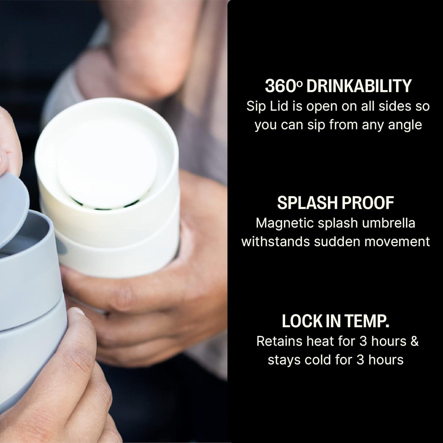 image:imageFellow Carter Move Mug with 360 Sip Lid Open Top Coffee ToGo Tumbler with Ceramic Interior VacuumInsulated Stainless Steel Matte White 16 oz Cup