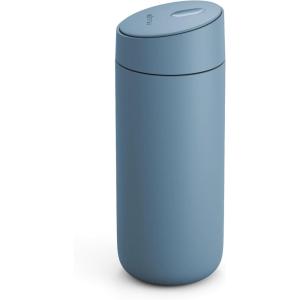 Fellow 16 oz Carter Slide Travel Mug – One-Handed Slide Lid, Vacuum Insulated Stainless Steel Tumbler with Ceramic Interior for Hot and Cold Drinks, Leak-Proof and Dishwasher Safe, Matte White(Hazy Blue)