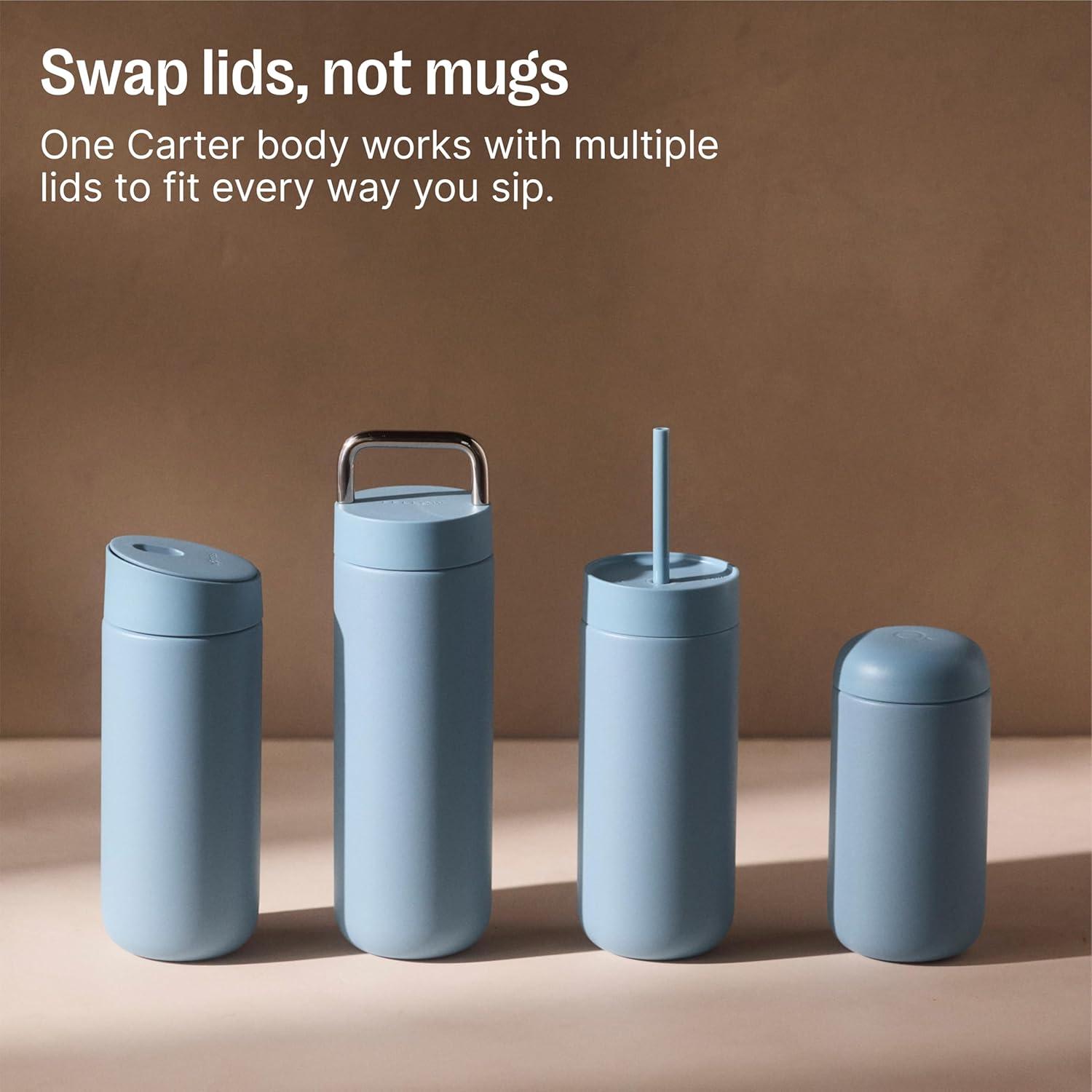 image:imageFellow 12 oz Carter Slide Travel Mug OneHanded Slide Lid Vacuum Insulated Stainless Steel Tumbler with Ceramic Interior for Hot and Cold Drinks LeakProof and Dishwasher Safe Desert RoseHazy Blue