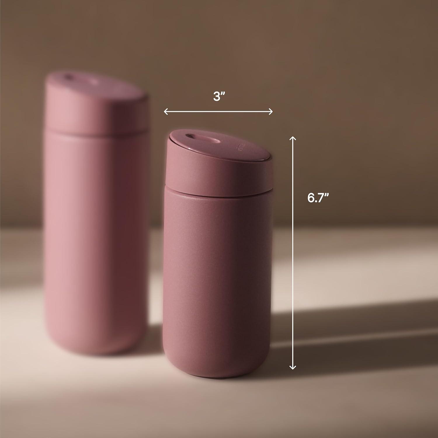 image:imageFellow 12 oz Carter Slide Travel Mug OneHanded Slide Lid Vacuum Insulated Stainless Steel Tumbler with Ceramic Interior for Hot and Cold Drinks LeakProof and Dishwasher Safe Desert RoseDesert Rose