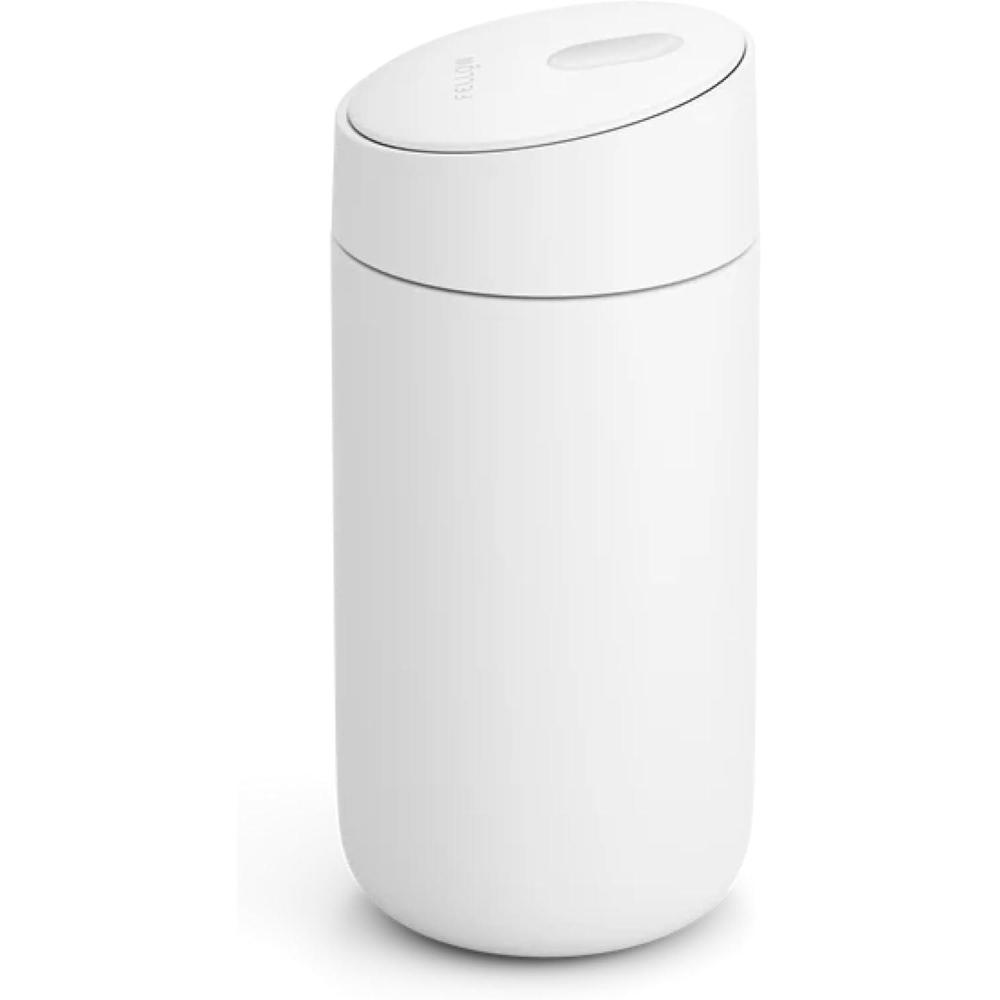 image:imageFellow 12 oz Carter Slide Travel Mug OneHanded Slide Lid Vacuum Insulated Stainless Steel Tumbler with Ceramic Interior for Hot and Cold Drinks LeakProof and Dishwasher Safe Desert RoseMatte White