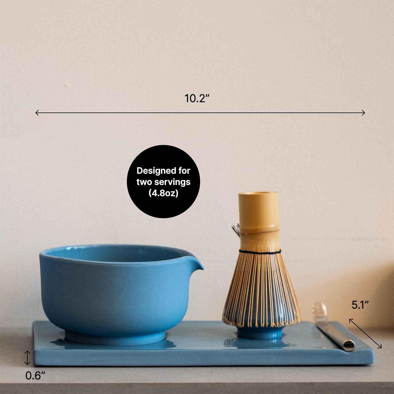 image:imageFellow Matcha Set Complete Matcha Tea Kit with Ceramic Bowl Bamboo Whisk amp Stand Stainless Steel Spoon Sifter amp Tea Tray Desert Rose SetMatte Black