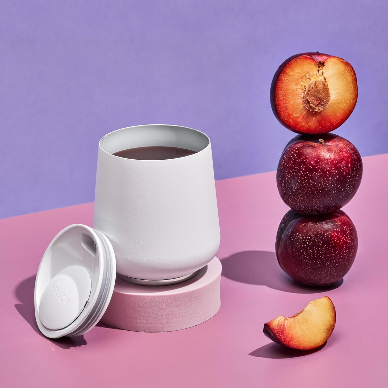 imageFellow Bicchiere da vino Ruby da 12 oz Bicchiere da vino e cocktail isolato in acciaio inossidabile con interno in ceramica e coperchio girevole in ciottoli Nero opacoBlanc Mat