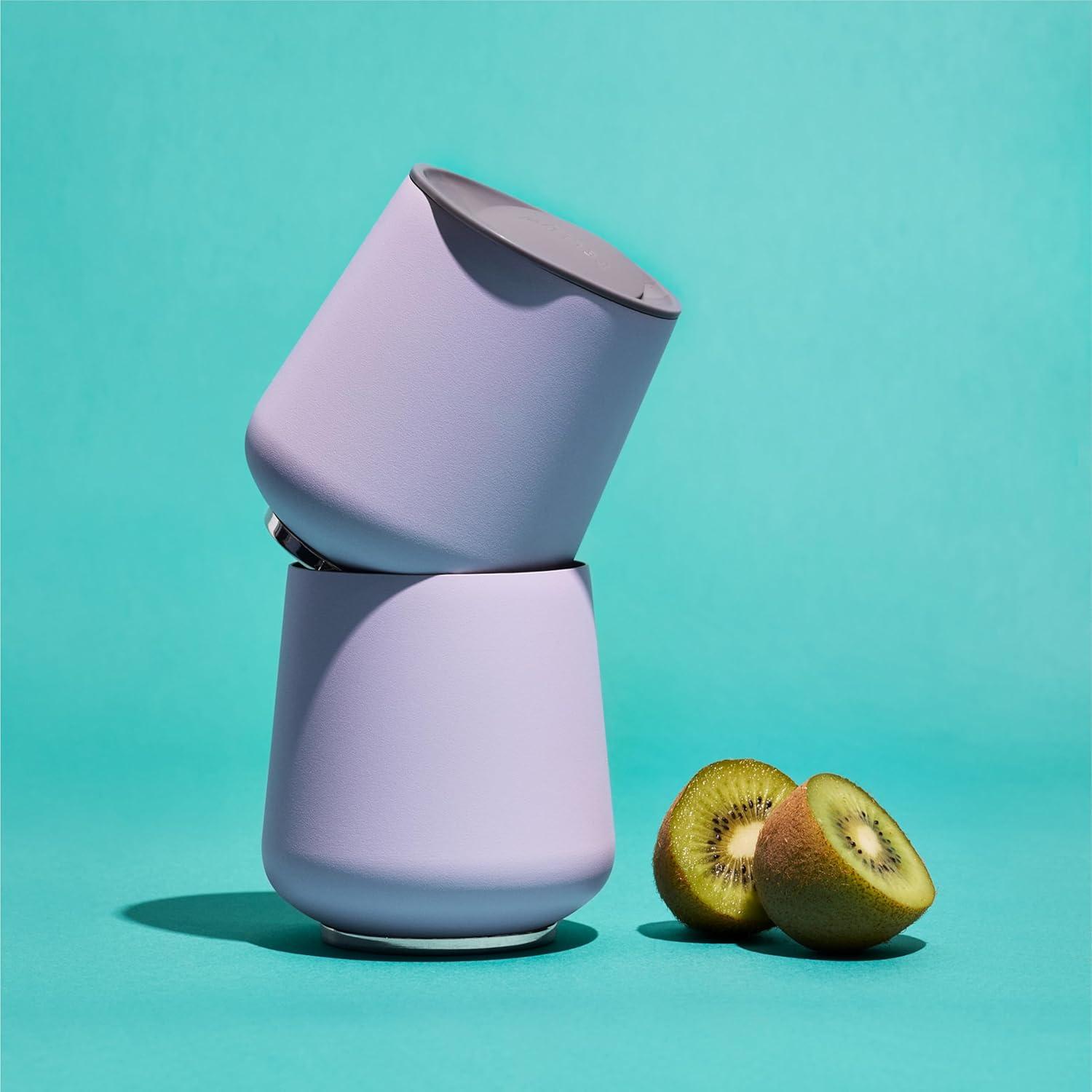 imageFellow Bicchiere da vino Ruby da 12 oz Bicchiere da vino e cocktail isolato in acciaio inossidabile con interno in ceramica e coperchio girevole in ciottoli Nero opacoPeri Twinkle Paquet de 2