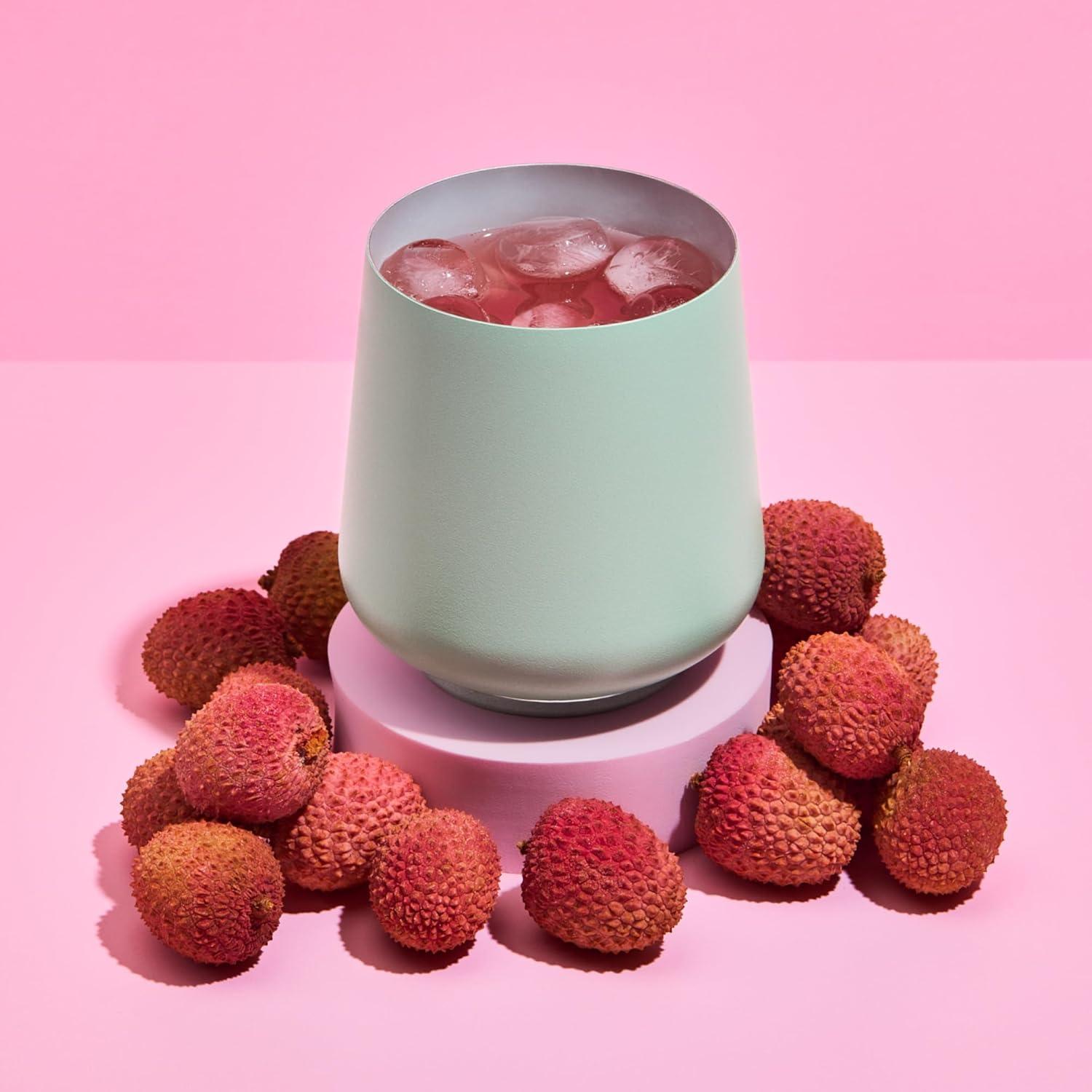 imageFellow Bicchiere da vino Ruby da 12 oz Bicchiere da vino e cocktail isolato in acciaio inossidabile con interno in ceramica e coperchio girevole in ciottoli Nero opacoMint Chip Paquet de 2