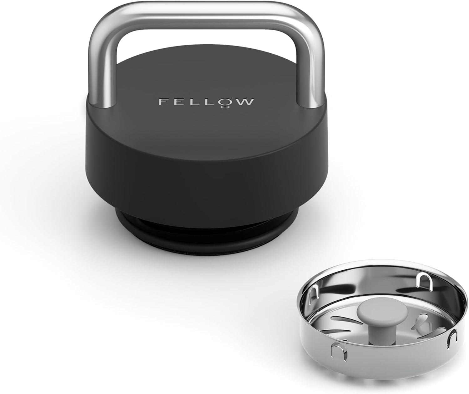 imageFellow Carter Carry 32 oz Stainless Steel Vacuum Insulated Travel Tumbler Leak Proof Seal Stainless Steel Handle Slim Width Matte WhiteMatte Black