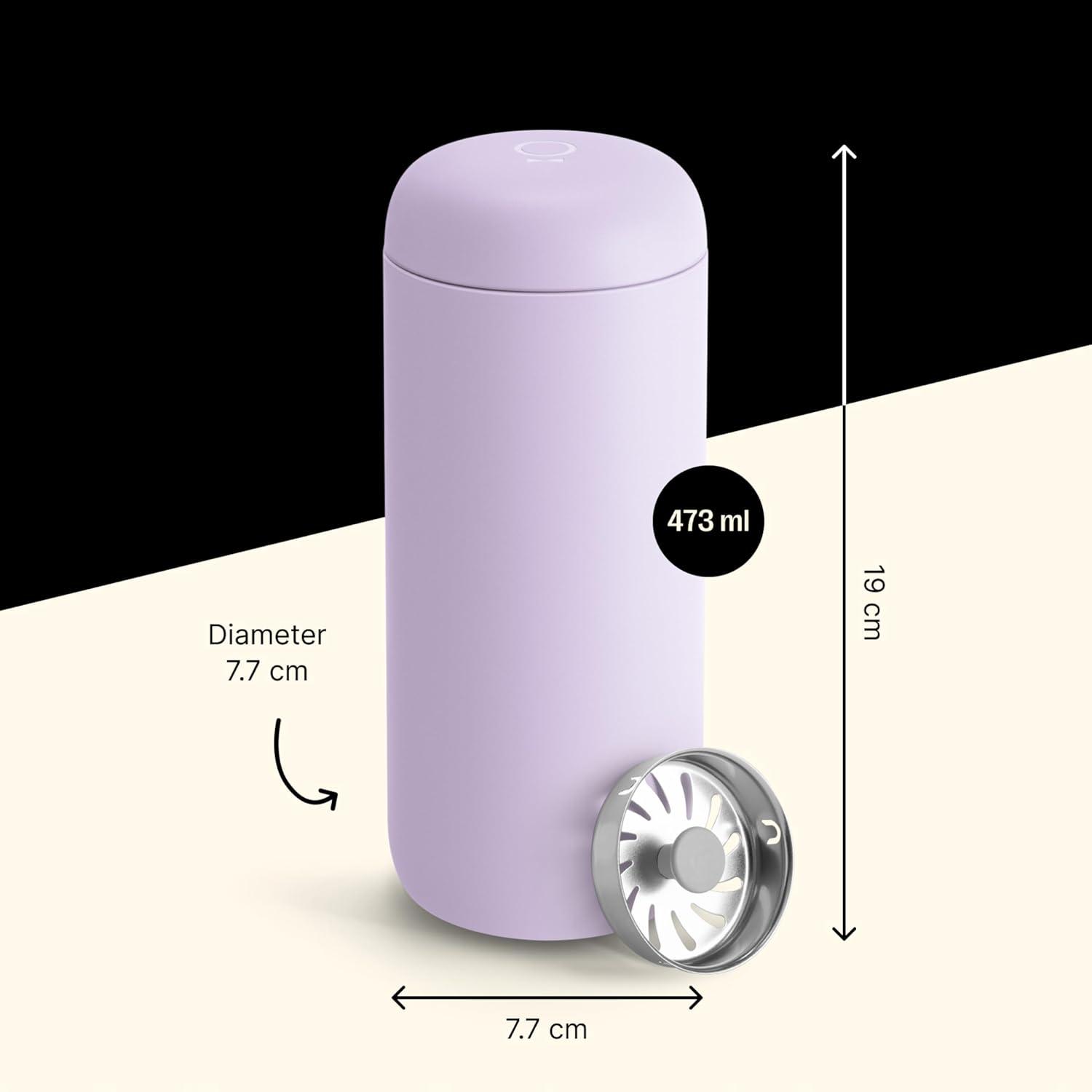 imageFellow Carter Move Travel Mug 16 oz Stainless Steel Insulated Coffee and Tea Tumbler with Ceramic Interior and Splash Guard Matte Grey 16 ozLavender Purple