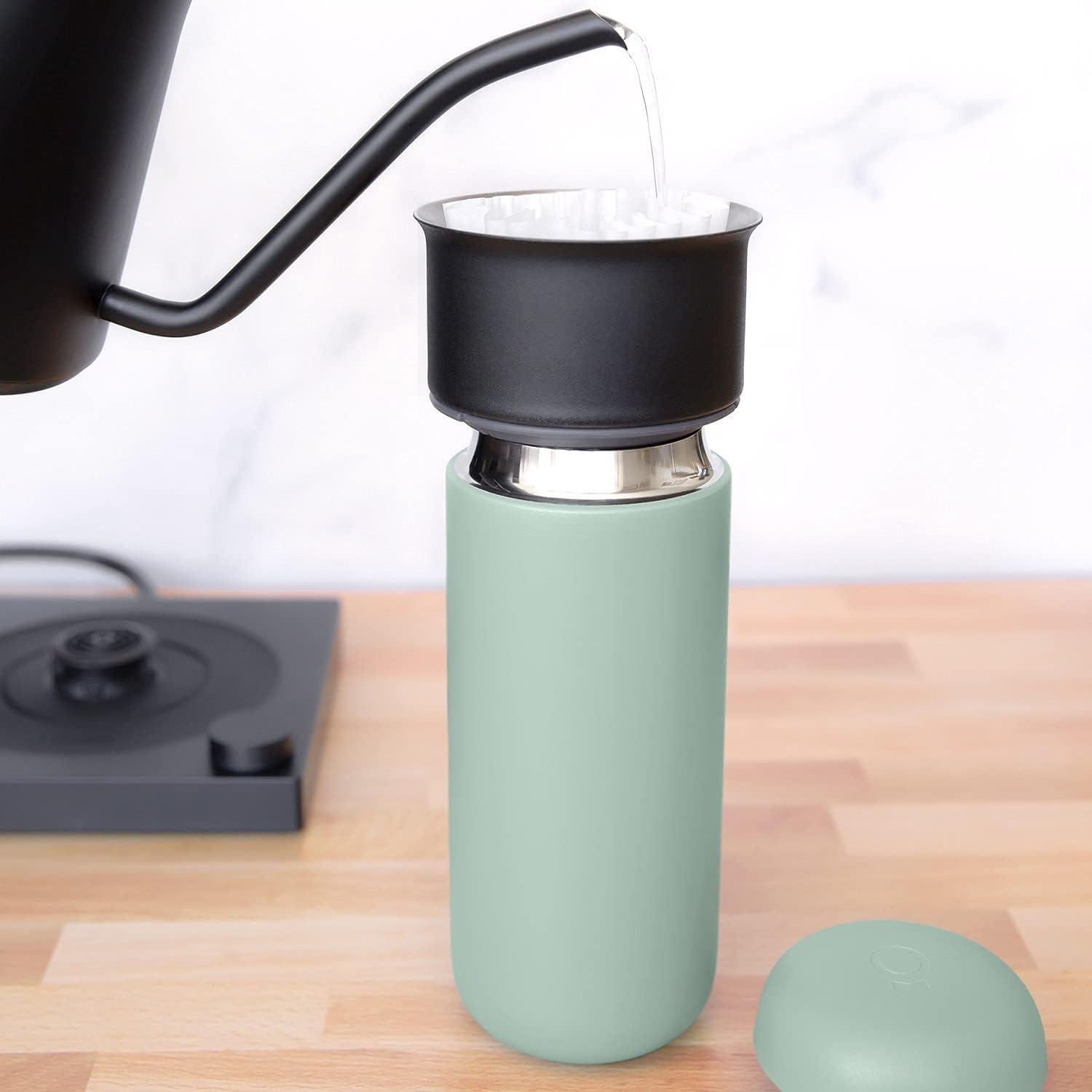imageFellow Carter Move Travel Mug 16 oz Stainless Steel Insulated Coffee and Tea Tumbler with Ceramic Interior and Splash Guard Matte Grey 16 ozMint Chips