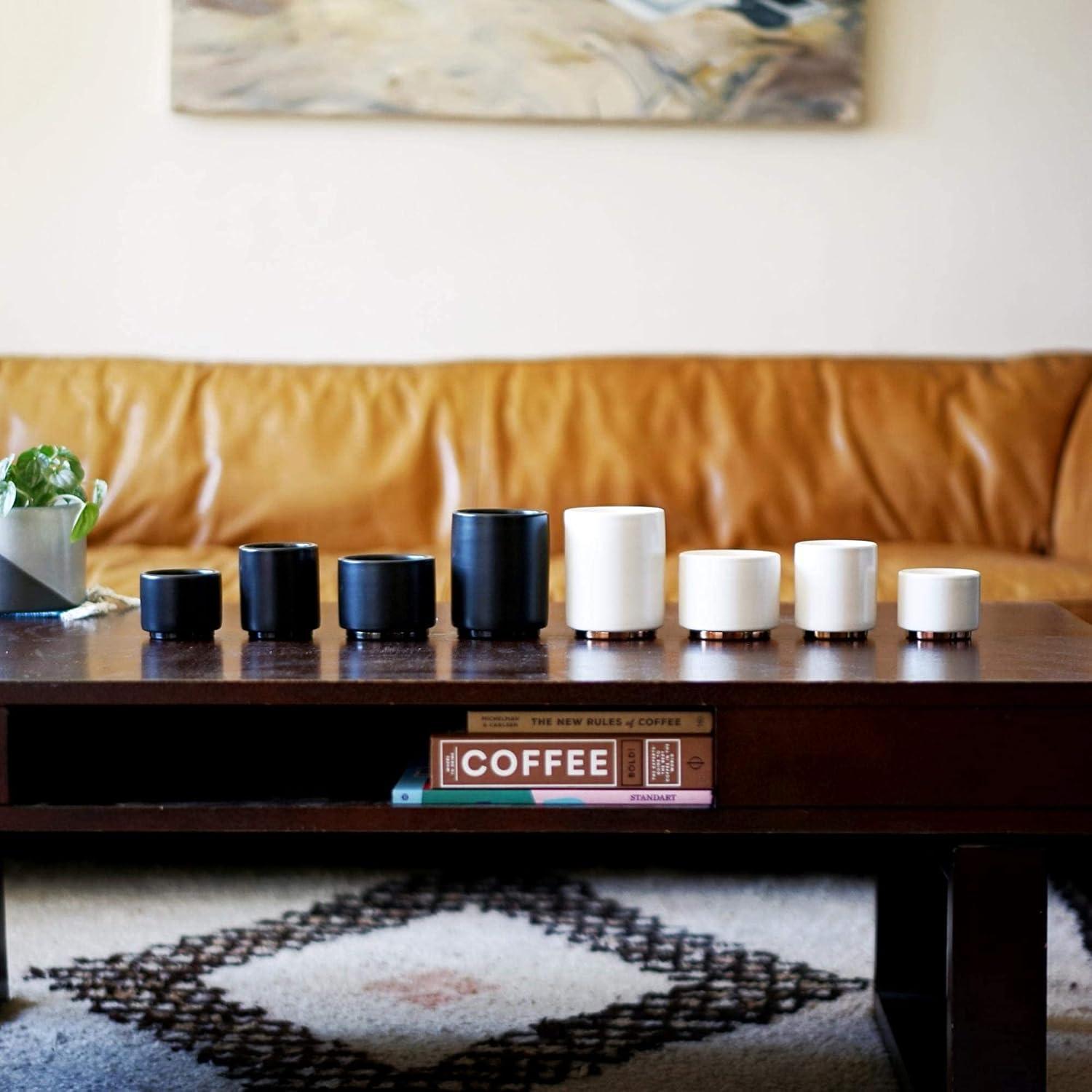 imageFellow Monty Latte Art Mugs Double Wall Ceramic Latte Mug Matte Black with Graphite Base 11 OzMatte Black