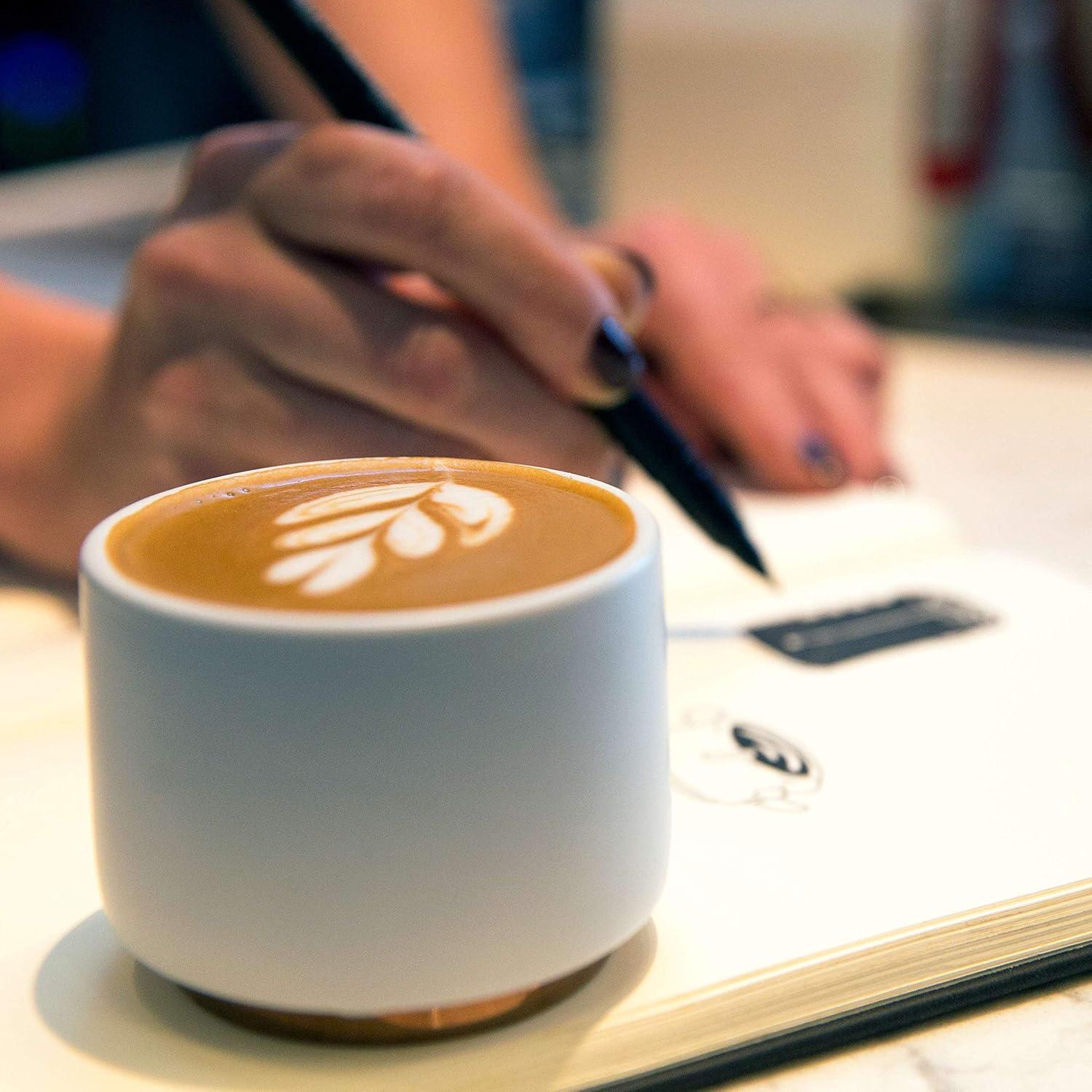 imageFellow Monty Latte Art Mugs Double Wall Ceramic Latte Mug Matte Black with Graphite Base 11 OzMatte White