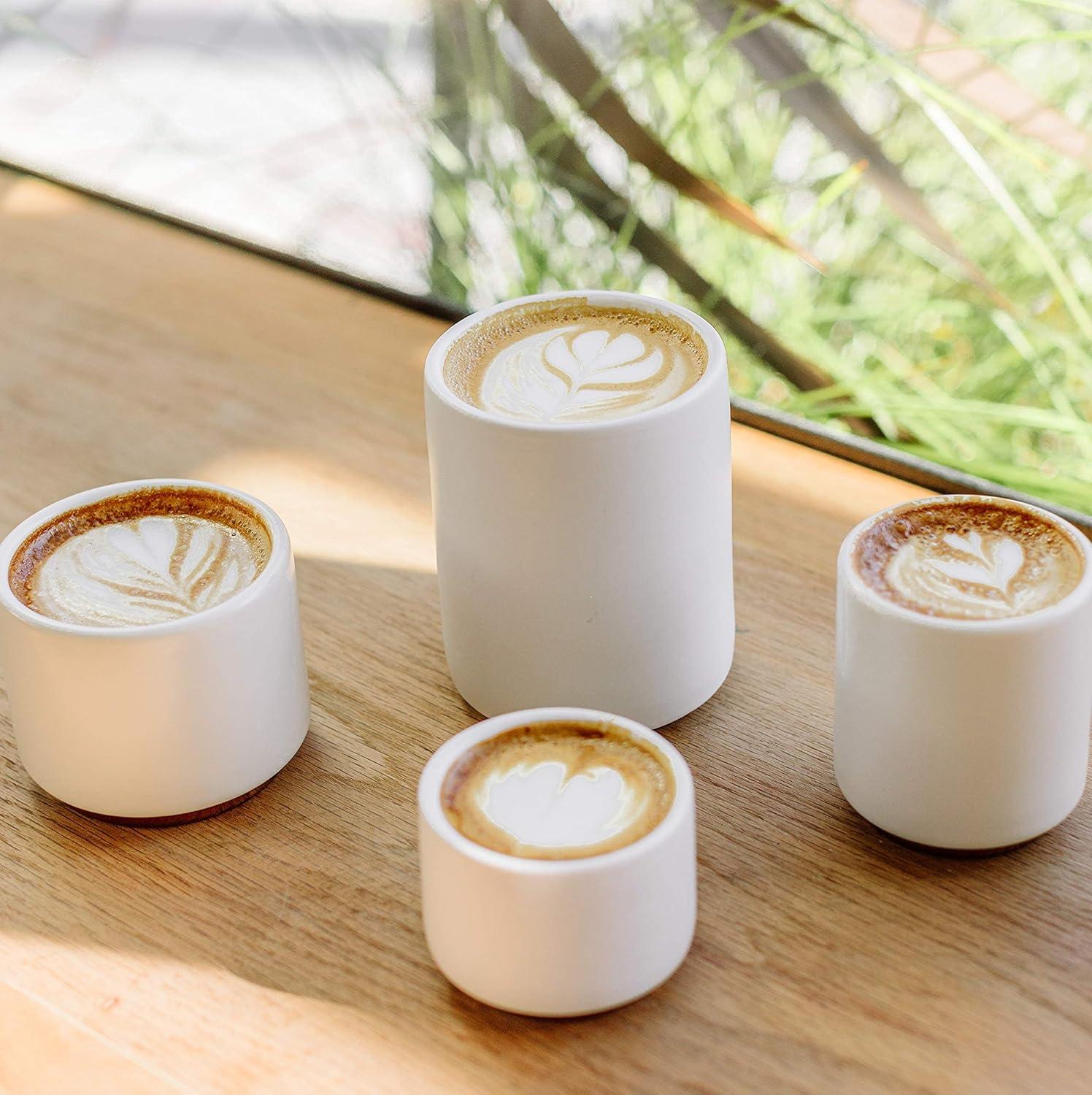 imageFellow Monty Latte Art Mugs Double Wall Ceramic Latte Mug Matte Black with Graphite Base 11 OzMatte White