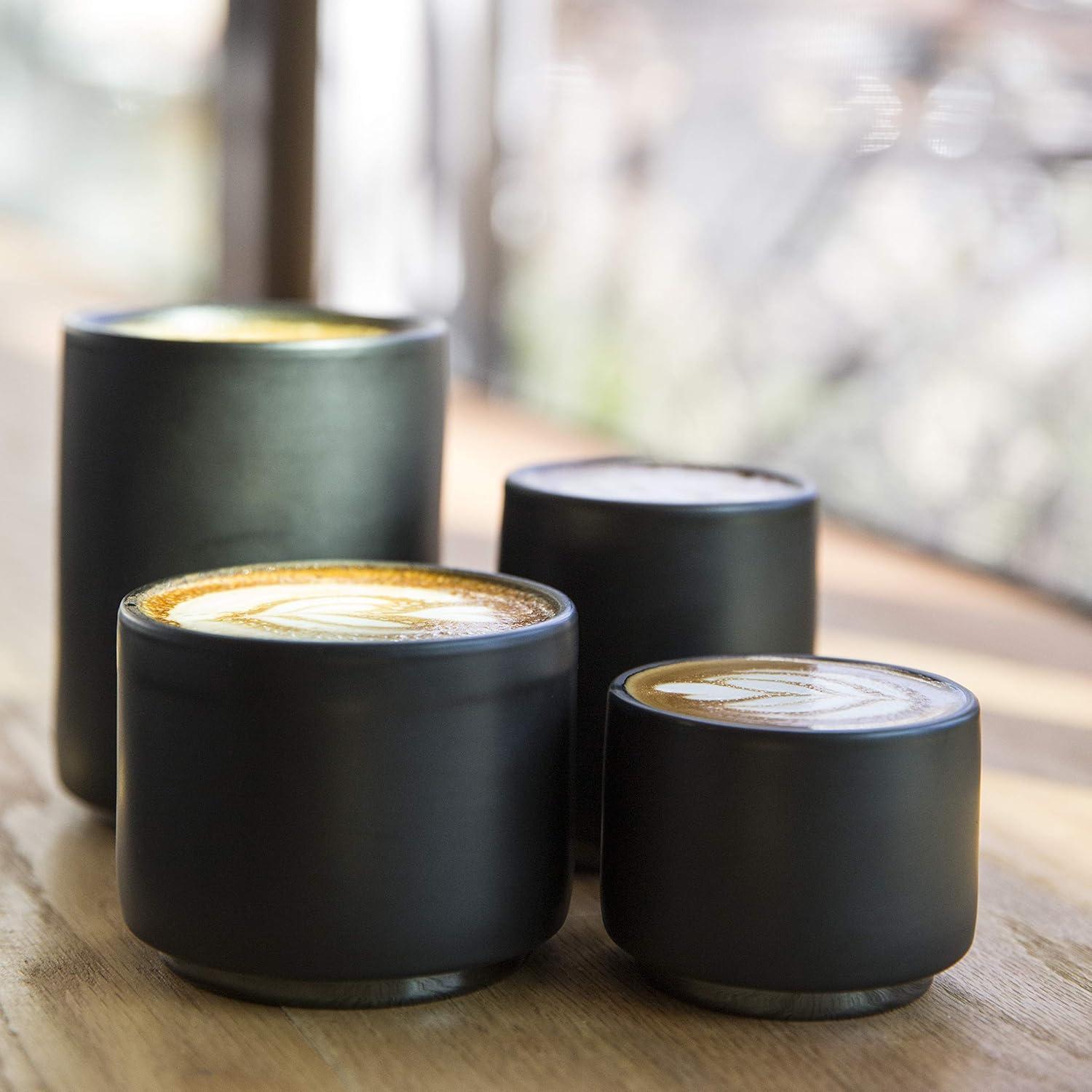 imageFellow Monty Latte Art Mugs Double Wall Ceramic Latte Mug Matte Black with Graphite Base 11 OzMatte White