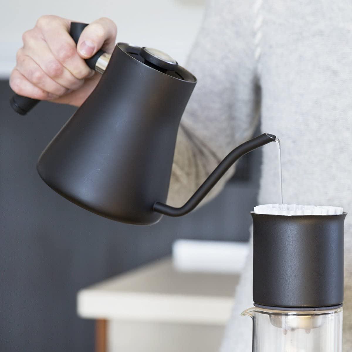 imageFellow Stagg Pouring Kettle for Coffee and Tea for Stovetop Use Gooseneck Teapot with Precise Spout and Builtin Thermometer Matte Black 1 LitreCopper