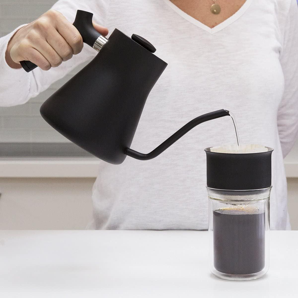 imageFellow Stagg Pouring Kettle for Coffee and Tea for Stovetop Use Gooseneck Teapot with Precise Spout and Builtin Thermometer Matte Black 1 LitreCopper