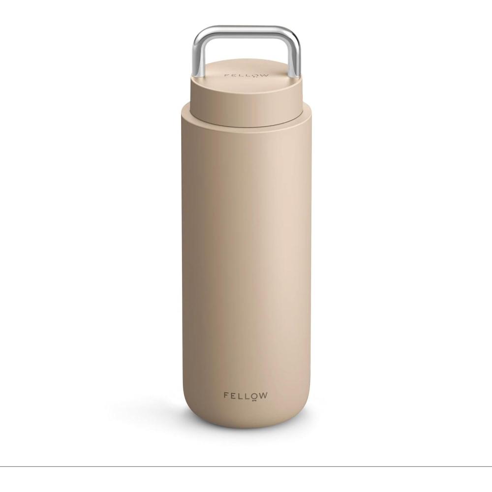 imageFellow Carter Carry 32 oz Stainless Steel Vacuum Insulated Travel Tumbler Leak Proof Seal Stainless Steel Handle Slim Width Matte WhiteDune de Sable