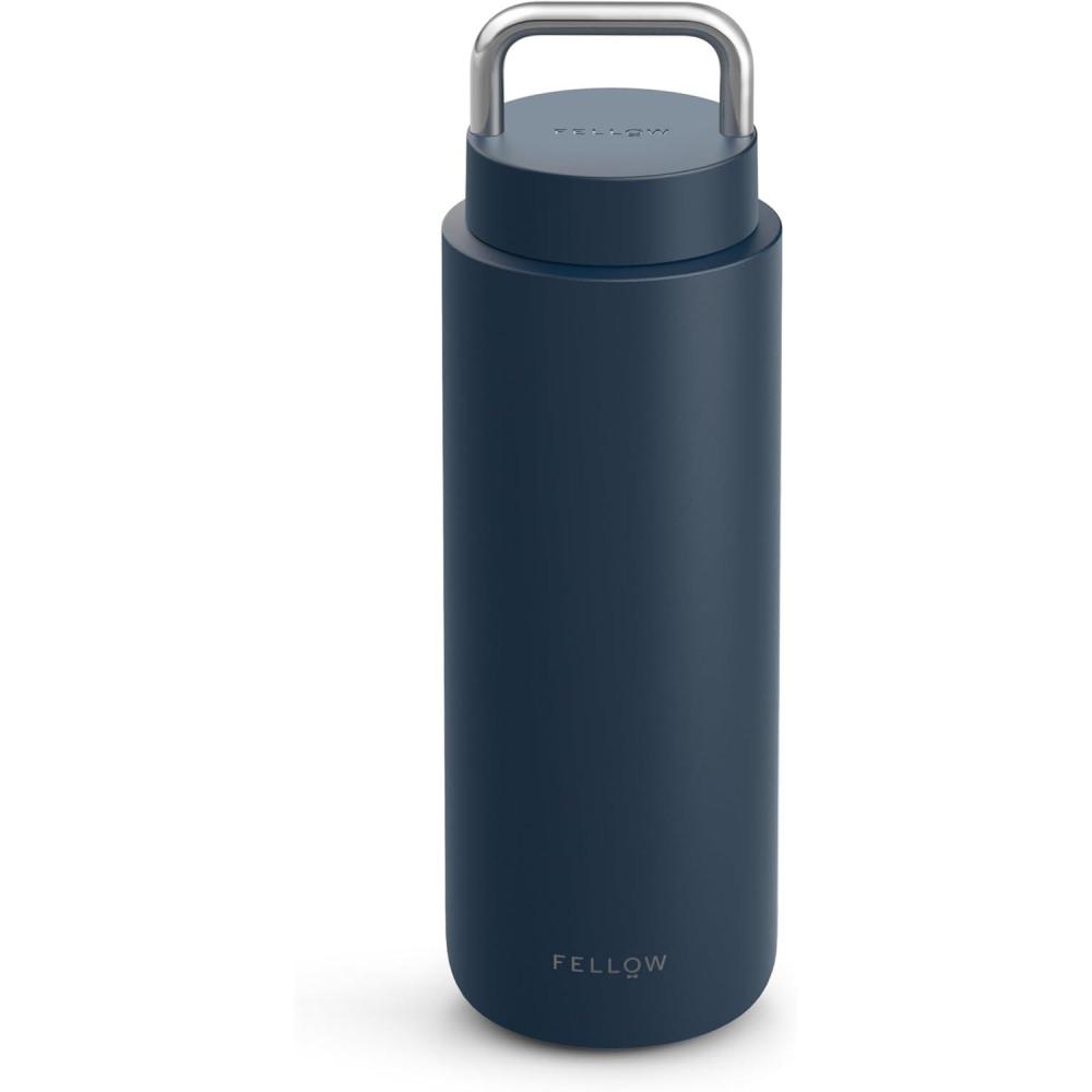 imageFellow Carter Carry 32 oz Stainless Steel Vacuum Insulated Travel Tumbler Leak Proof Seal Stainless Steel Handle Slim Width Matte WhiteStone Blue