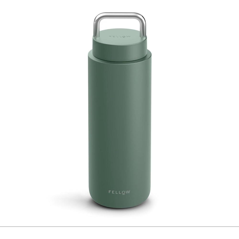imageFellow Carter Carry 32 oz Stainless Steel Vacuum Insulated Travel Tumbler Leak Proof Seal Stainless Steel Handle Slim Width Matte WhiteVert Fume