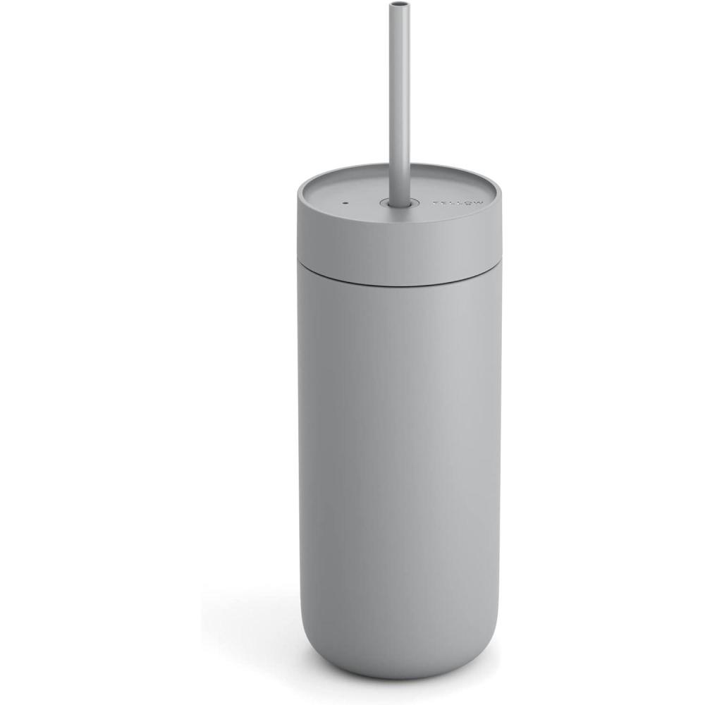 imageFellow Carter Cold Travel 16 oz Iced Coffee Mug  Insulated Stainless Steel Iced Coffee Tumbler with Spillresistant Lid and Straw  Matte GreyGrist Mat