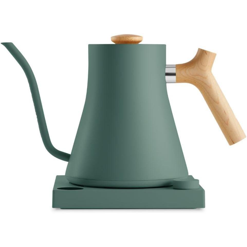 imageFellow Stagg EKG Pro Electric Kettle with Gooseneck Spout Pourover for Coffee and Tea EU Matte BlackSmoky Green With Maple Handle