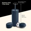 Fellow 3 in 1 Travel Mug with Slide Closure, Move & Cold Lids with Straw – Takeaway Coffee Mug – Ceramic and Stainless Steel Vacuum Insulated Interior – Coffee Cups(Stone Blue)