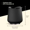 Fellow Bicchiere da vino Ruby da 12 oz – Bicchiere da vino e cocktail isolato in acciaio inossidabile con interno in ceramica e coperchio girevole in ciottoli (Nero opaco)(Noir Mat)
