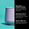 Fellow Bicchiere da vino Ruby da 12 oz – Bicchiere da vino e cocktail isolato in acciaio inossidabile con interno in ceramica e coperchio girevole in ciottoli (Nero opaco)(Peri Twinkle)