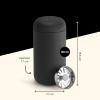 Fellow Carter Move Travel Mug – Insulated Stainless Steel Coffee and Tea Tumbler with Ceramic Interior and Splash Protection, Matte Grey, 12 oz Mug(Matte Black)