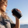 Fellow Carter Move Travel Mug – Insulated Stainless Steel Coffee and Tea Tumbler with Ceramic Interior and Splash Protection, Matte Grey, 12 oz Mug(Matte Black)