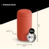 Fellow Carter Move Travel Mug – Insulated Stainless Steel Coffee and Tea Tumbler with Ceramic Interior and Splash Protection, Matte Grey, 12 oz Mug(Ribbed Red)