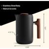 Fellow Clara French Press Coffee Maker – Portable Stainless Steel Coffee Maker, Insulated Manual Infuser – Matte Black with Walnut, 24 oz Jug(Matte Black With Walnut)