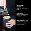 Fellow Monty | Latte Art Mugs | Double Wall Ceramic Latte Mug | Matte Black with Graphite Base | 11 Oz(Matte Black)