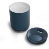Fellow Rocky Lowball Cocktail Tumbler 10oz Stainless Steel Vacuum Insulated Tumbler with Ceramic Interior and Pebble Swivel Lid – Set of 2 – Matte Black(Stone Blue)
