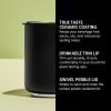 Fellow Rocky Lowball Cocktail Tumbler 10oz Stainless Steel Vacuum Insulated Tumbler with Ceramic Interior and Pebble Swivel Lid – Set of 2 – Matte Black(Matte Black)