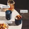 Fellow Rocky Lowball Cocktail Tumbler 10oz Stainless Steel Vacuum Insulated Tumbler with Ceramic Interior and Pebble Swivel Lid – Set of 2 – Matte Black(Stone Blue – 2 Pack)