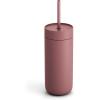 Fellow Carter Cold Travel 16 oz Iced Coffee Mug – Insulated Stainless Steel Iced Coffee Tumbler with Spill-resistant Lid and Straw – Matte Grey(Desert Pink)