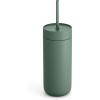 Fellow Carter Cold Travel 16 oz Iced Coffee Mug – Insulated Stainless Steel Iced Coffee Tumbler with Spill-resistant Lid and Straw – Matte Grey(Smoky Green)