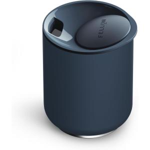 Fellow Rocky Lowball Cocktail Tumbler 10oz Stainless Steel Vacuum Insulated Tumbler with Ceramic Interior and Pebble Swivel Lid – Set of 2 – Matte Black(Stone Blue)