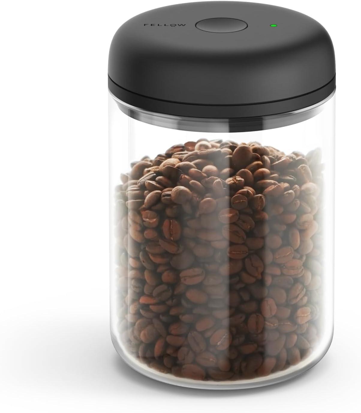 imageFellow Atmos Bote lectrique sous vide et rcipient de rangement Rcipients hermtiques pour caf et aliments Rcipients caf 07 litre Noir matVerre Transaprent