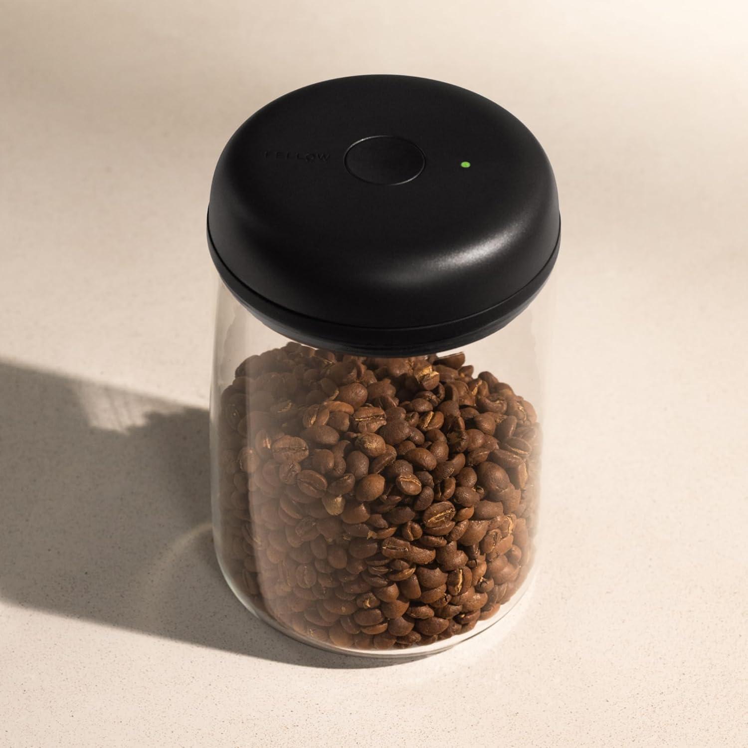 imageFellow Atmos Bote lectrique sous vide et rcipient de rangement Rcipients hermtiques pour caf et aliments Rcipients caf 07 litre Noir matVerre Transaprent