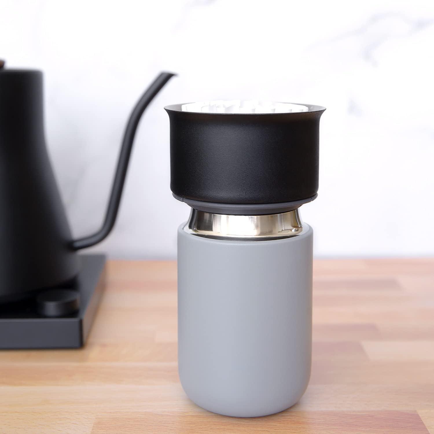 imageFellow Carter Move 8 oz Travel Mug Stainless Steel Vacuum Insulated Coffee Travel Mug Coffee Tumbler with Ceramic Interior ampamp Splash Guard Matte GrayMatte Grey