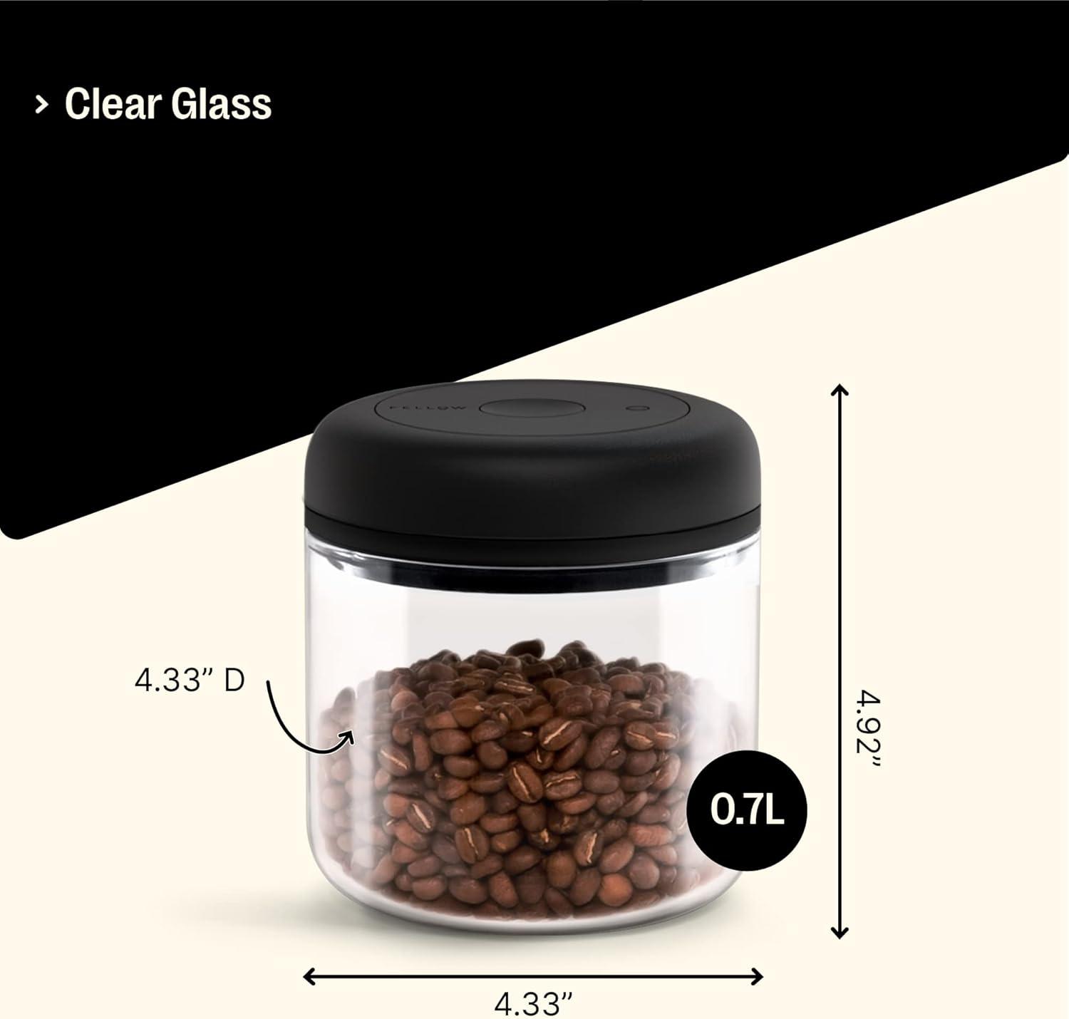imageFellow Rcipient sous vide pour le stockage du caf et des aliments pompe vide intgre joint hermtique 07 litre Blanc matClean Glass
