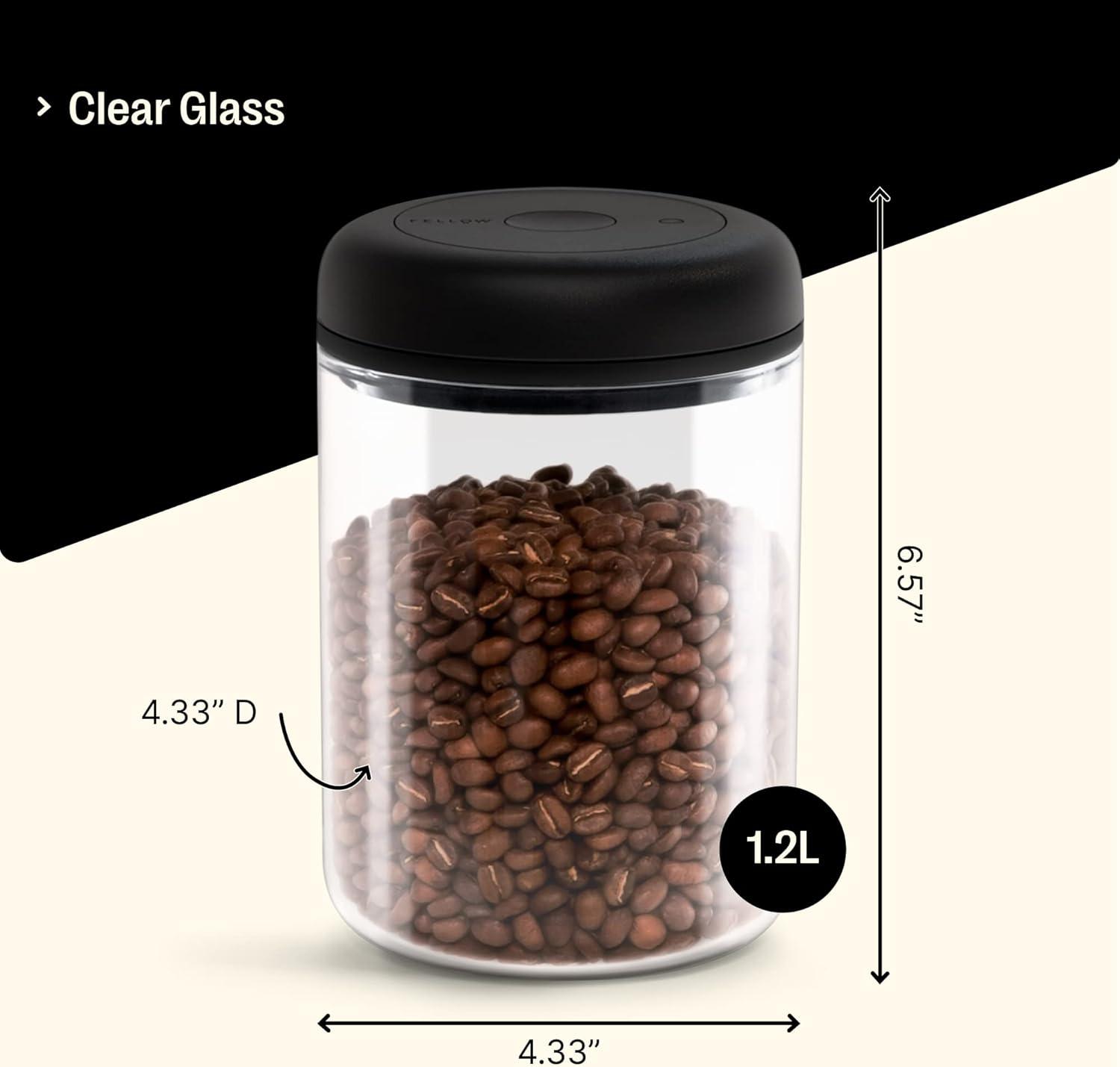 imageFellow Rcipient sous vide pour le stockage du caf et des aliments pompe vide intgre joint hermtique 07 litre Blanc matClean Glass