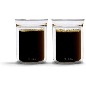 Fellow Coffee and Tea Tasting Cups with Mouthblown Borosilicate Glass for Easy Drinking and Retaining Heat 10oz (Set of 2) Clear